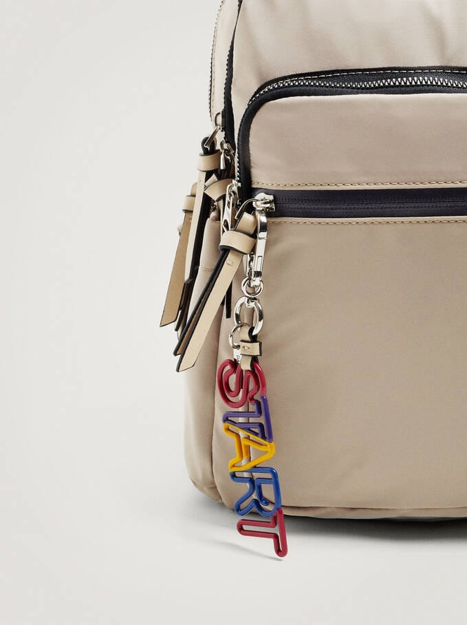 بارفوا شنطة ظهر نايلون سادة بسحاب خارجي