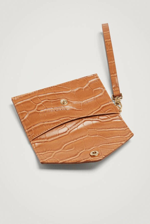 بارفوا محفظة بطاقات نسائية جلد تمساحي بمسكة يد