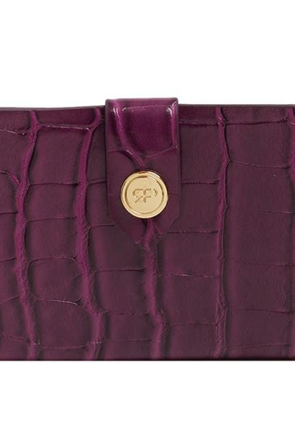 بارفوا محفظة بطاقات ونقود نسائية بجلد تمساح مارون