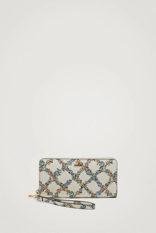 بارفوا محفظة كروت نسائية مشجرة بحامل يد أزرق