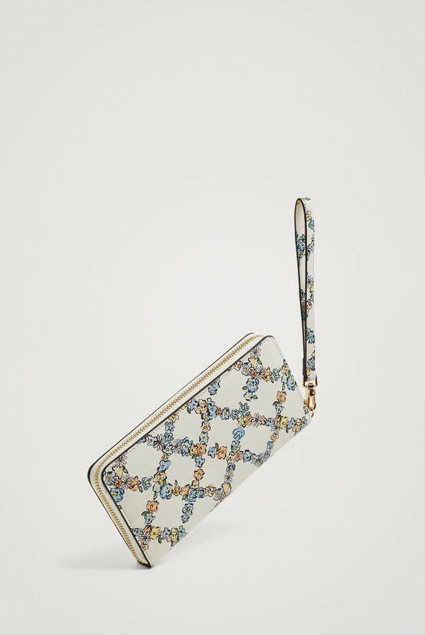 بارفوا محفظة كروت نسائية مشجرة بحامل يد أزرق