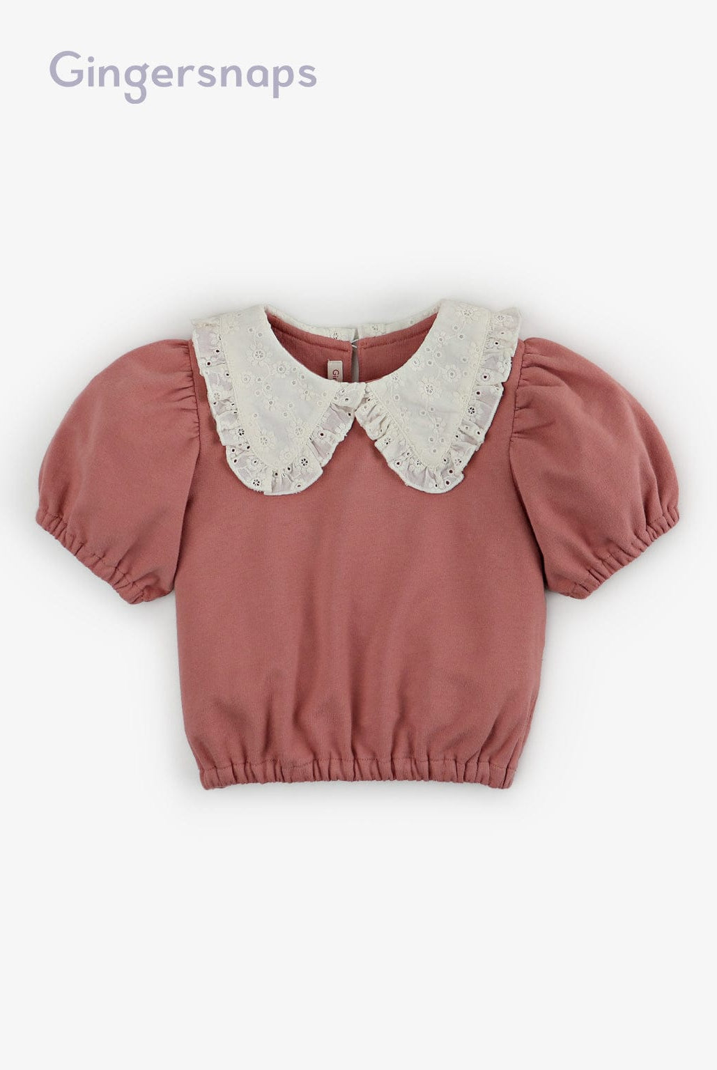 جينجرسنابس بلوزة بناتي سادة نص كم بف وردي