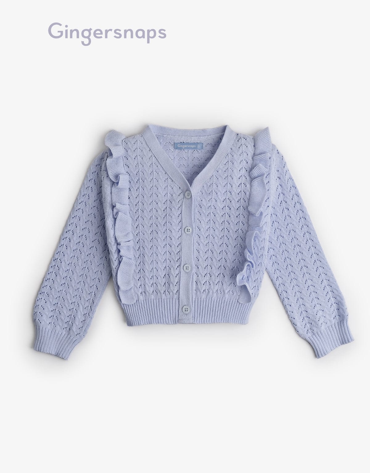 جينجرسنابس كارديجان أزرار أمامية كم طويل بناتي أزرق