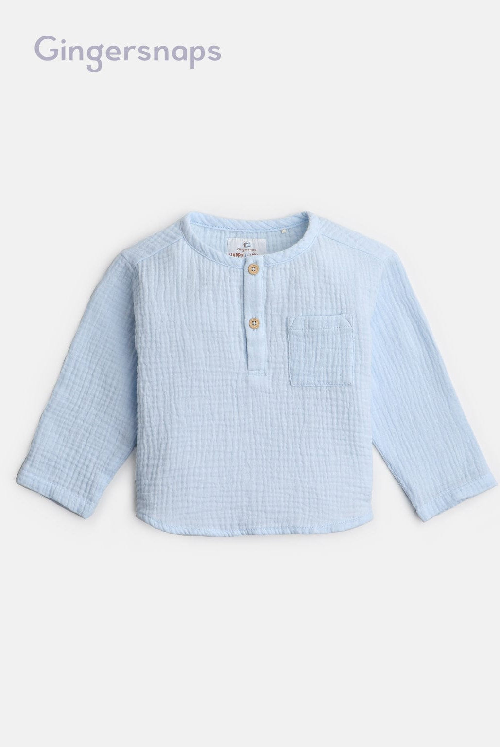 جينجرسنابس قميص منقوش كم طويل أولادي رضع أزرق فاتح