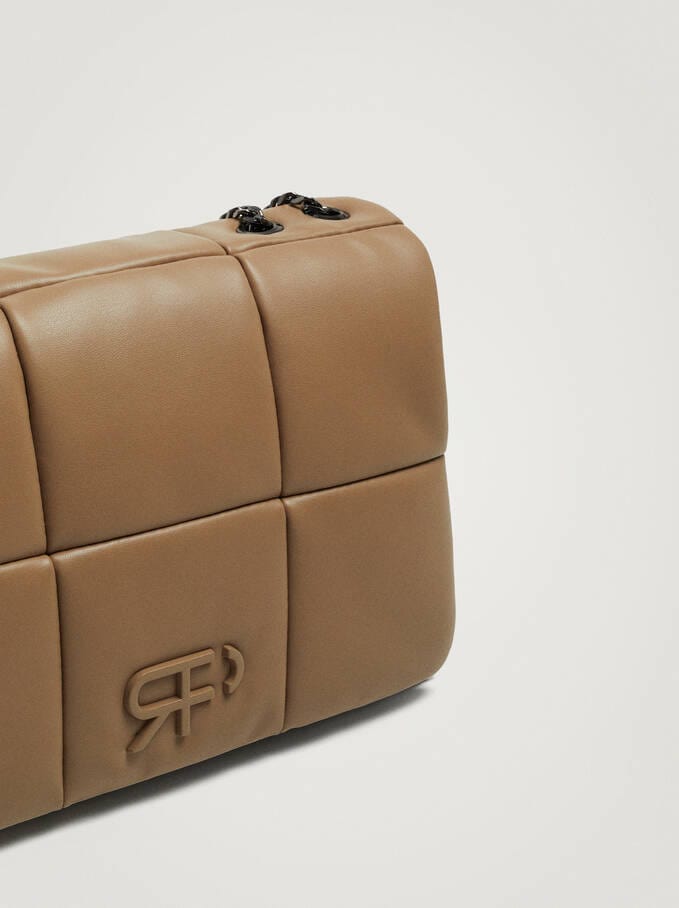 بارفوا حقيبة كتف جلد مربعة بسلسال