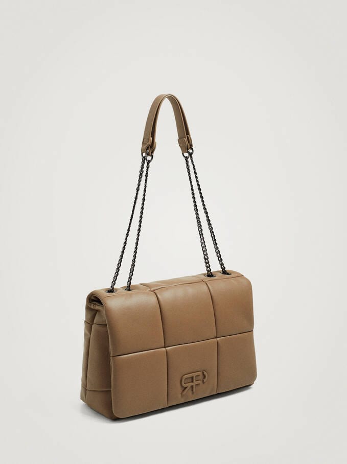 بارفوا حقيبة كتف جلد مربعة بسلسال