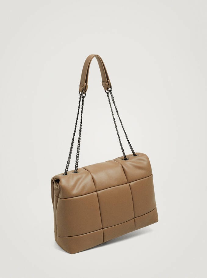 بارفوا حقيبة كتف جلد مربعة بسلسال