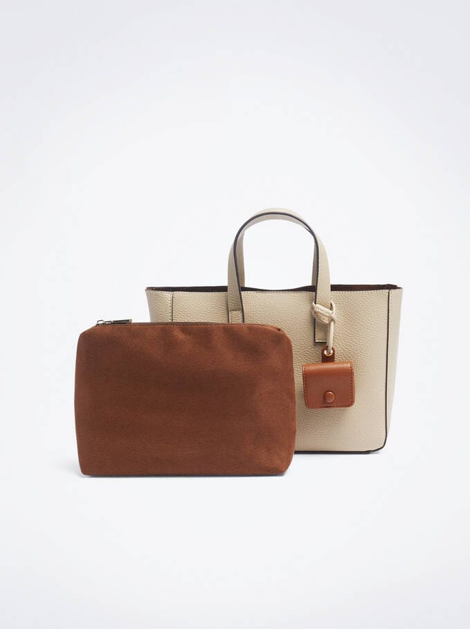 بارفوا شنطة توت باق نسائية جلد مزينة بحامل يد