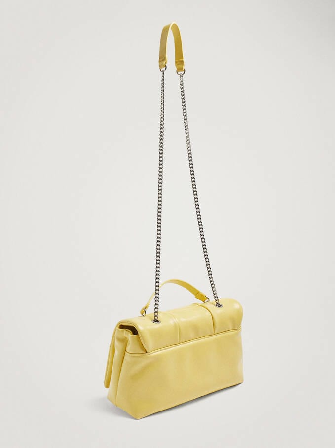 بارفوا حقيبة كتف مربعة جلد سادة مزينة بسلسال