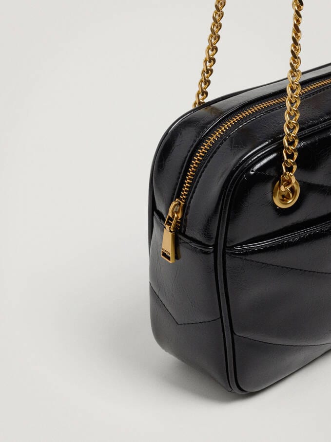 بارفوا حقيبة كتف جلد سادة مزينة بسلسال