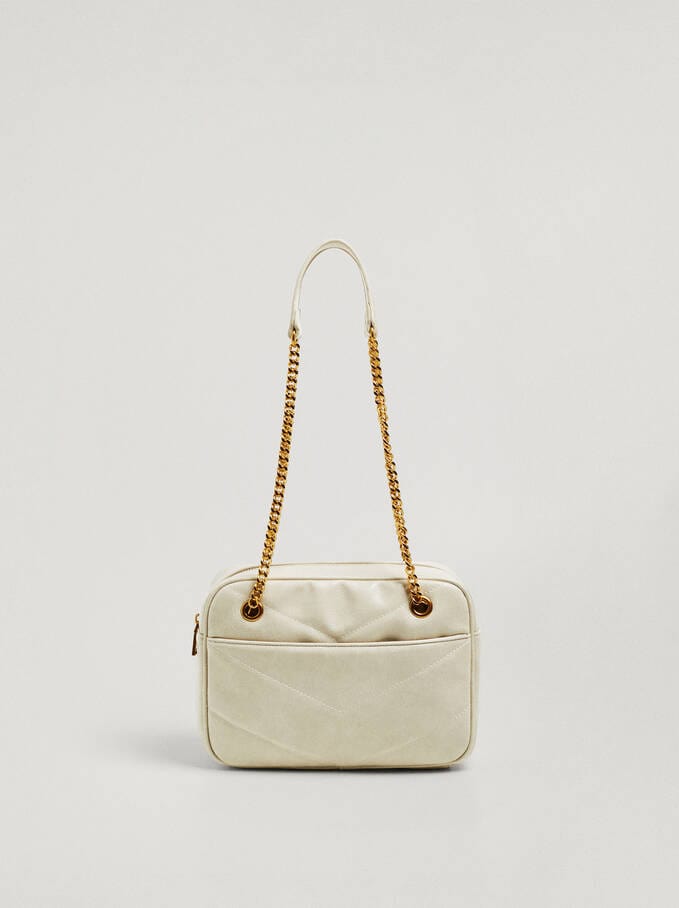 بارفوا حقيبة كتف جلد سادة مزينة بسلسال