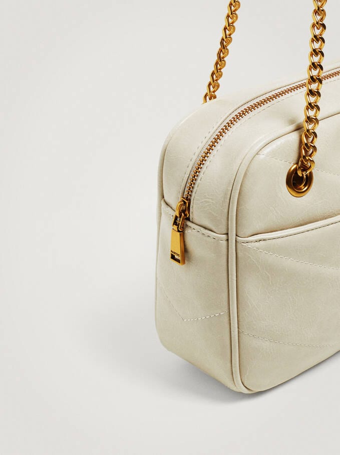 بارفوا حقيبة كتف جلد سادة مزينة بسلسال