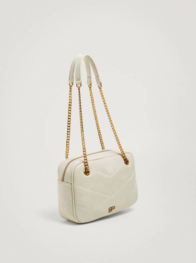 بارفوا حقيبة كتف جلد سادة مزينة بسلسال