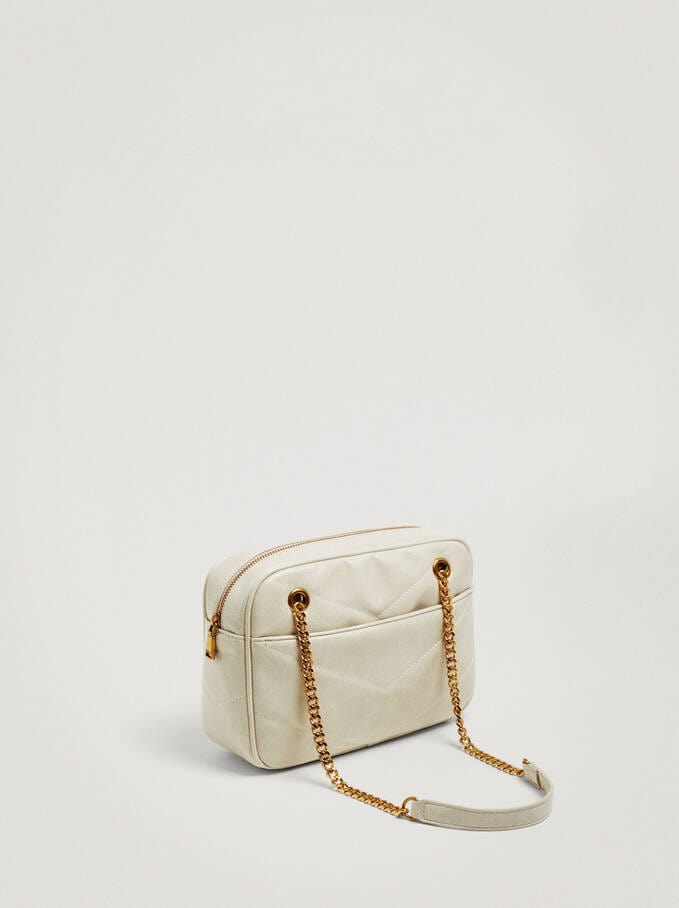 بارفوا حقيبة كتف جلد سادة مزينة بسلسال