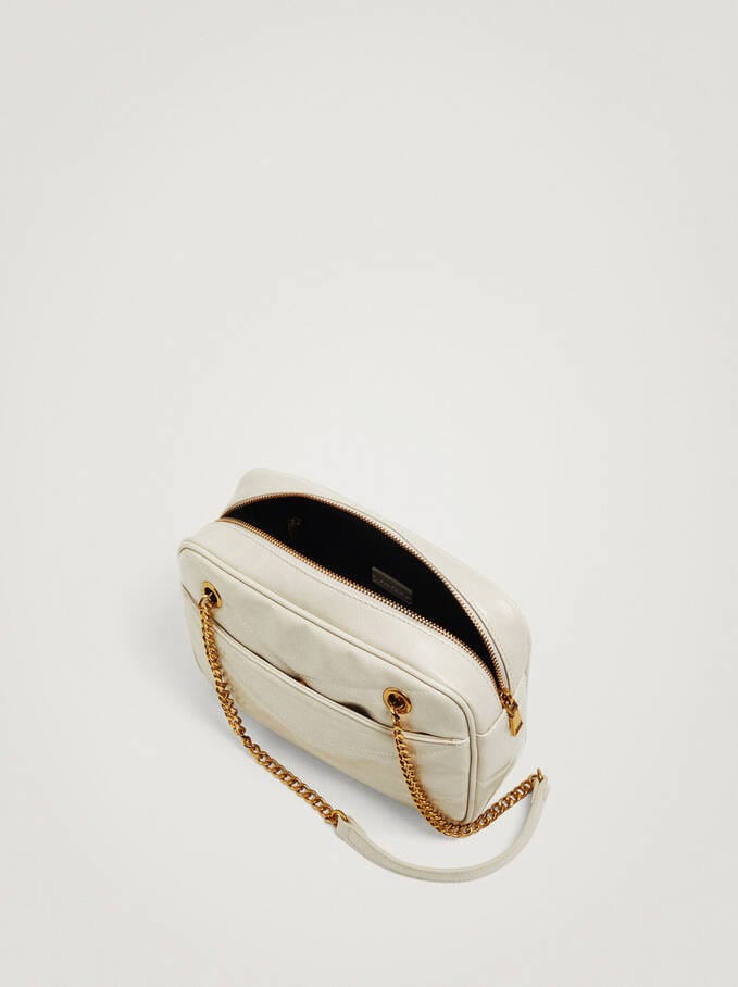 بارفوا حقيبة كتف جلد سادة مزينة بسلسال