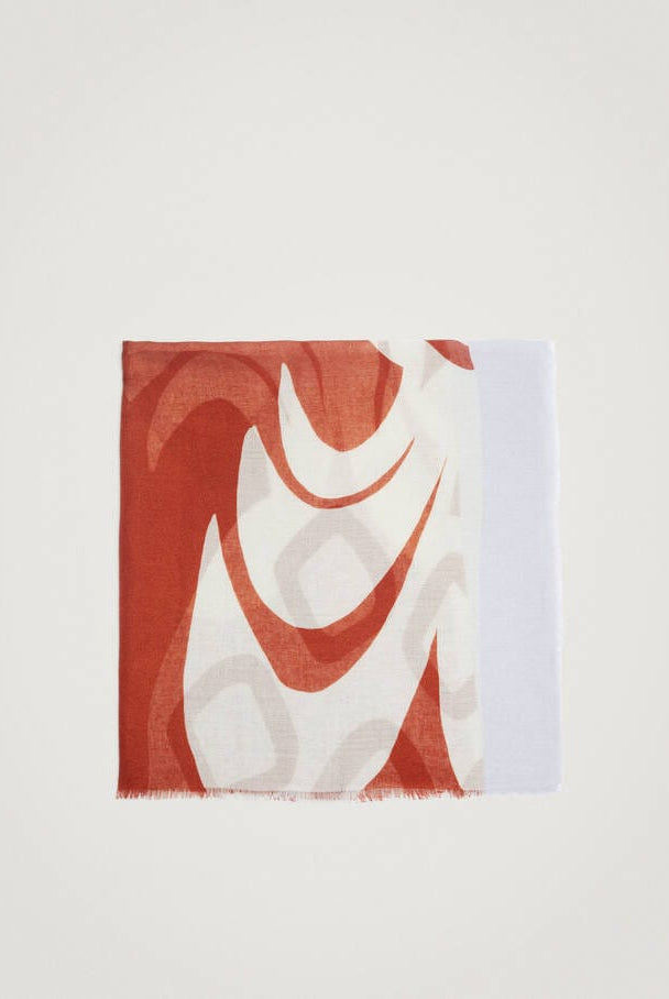 بارفوا شال نسائي مطبوع مربع أحمر