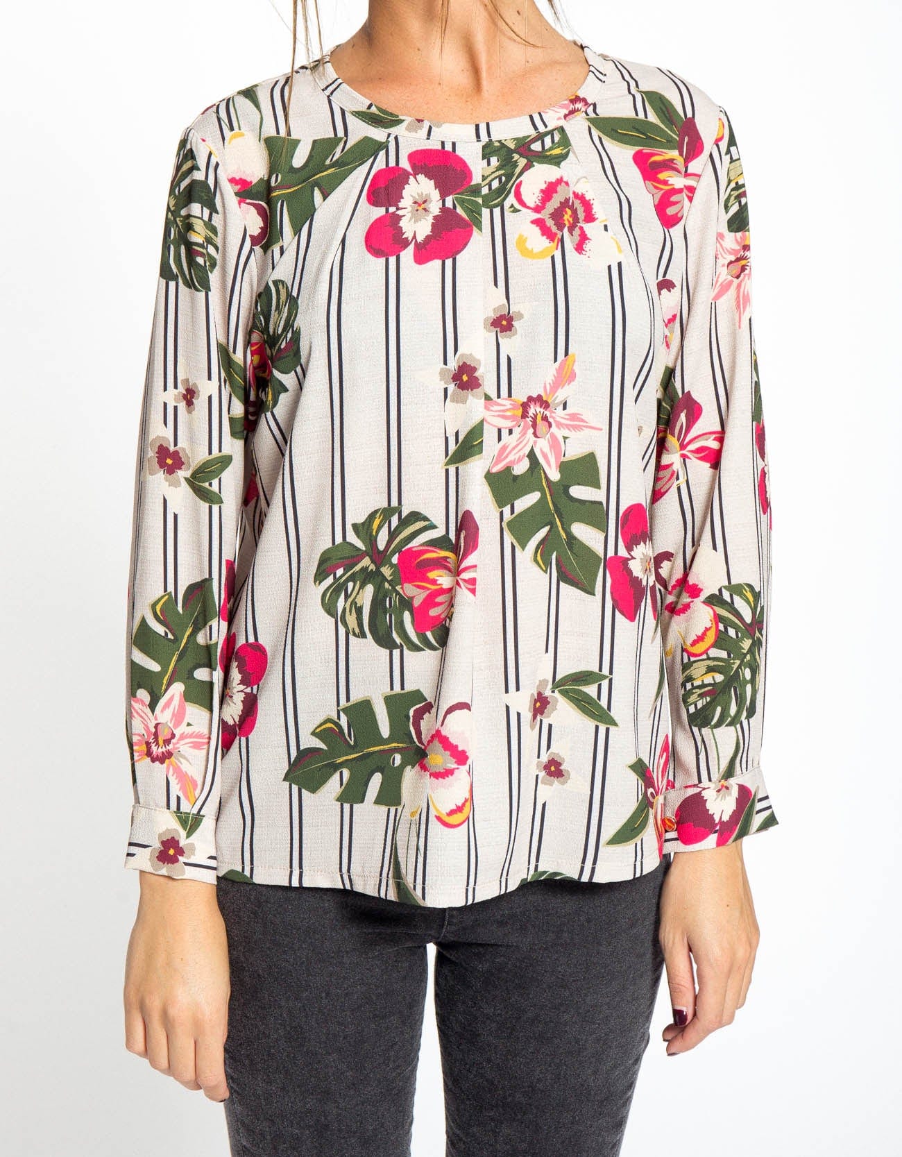 شانا بلوزة مشجرة كاكي بأكمام طويلة نسائي الكاكي