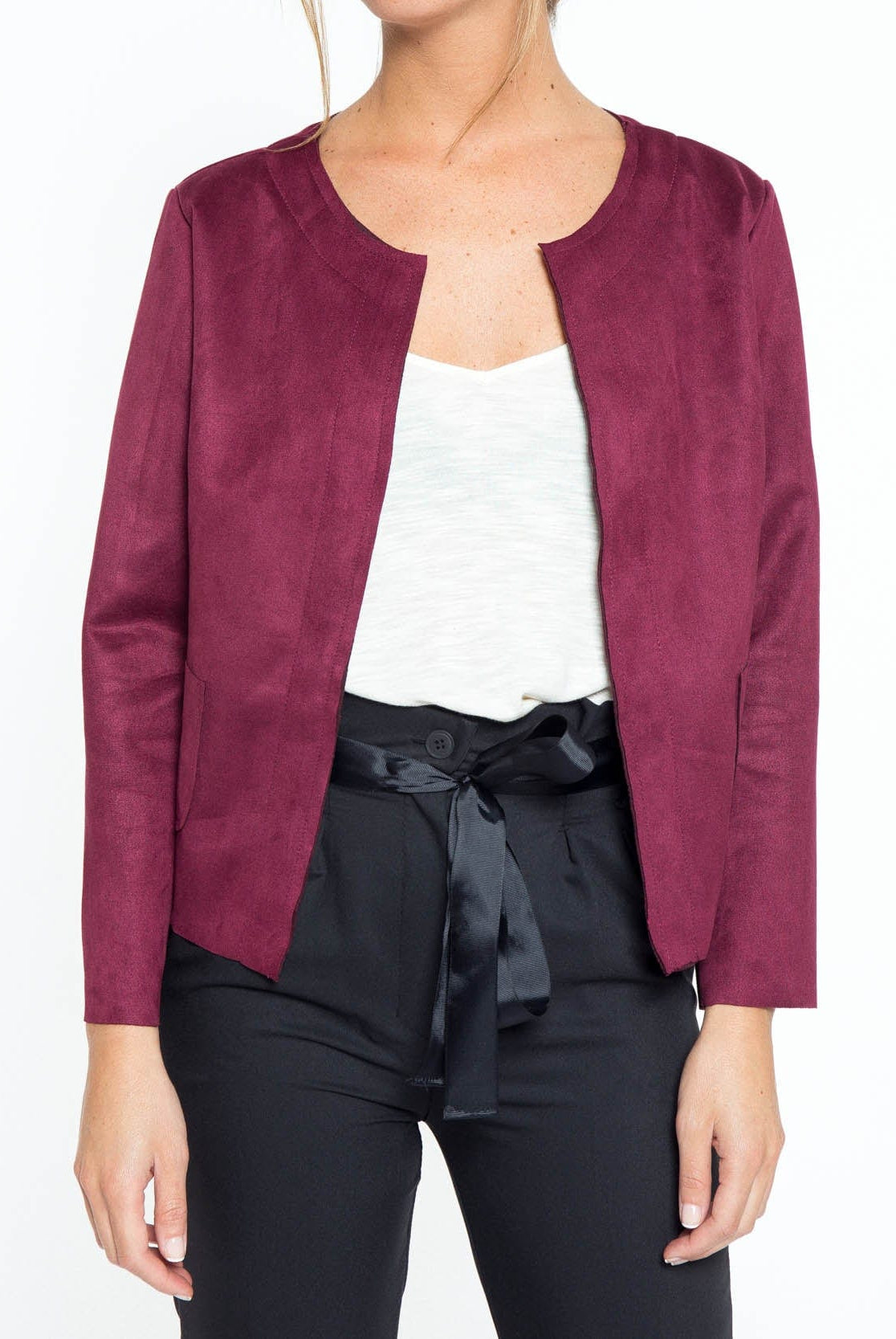 شانا جاكيت قصير بأكمام طويلة بجيوب على الجانبين نسائي أسود