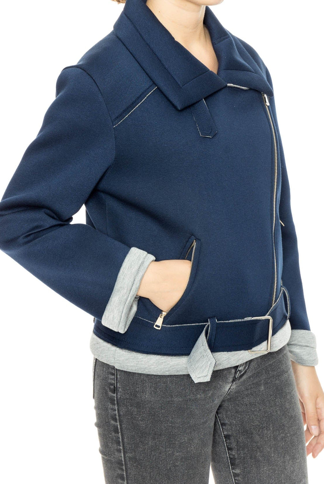 شانا جاكيت نسائي شتوي بسحاب أمامي أزرق داكن