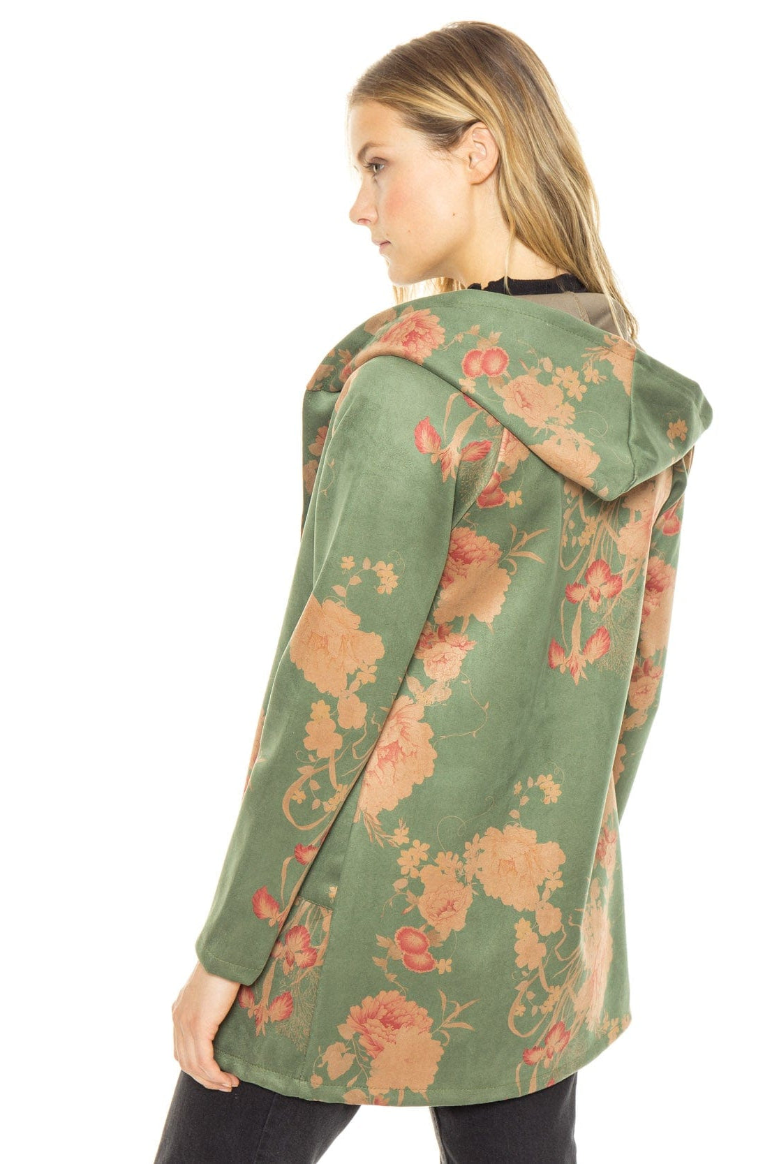 شانا جاكيت مورد طويل بقبعة كم طويل نسائي الكاكي