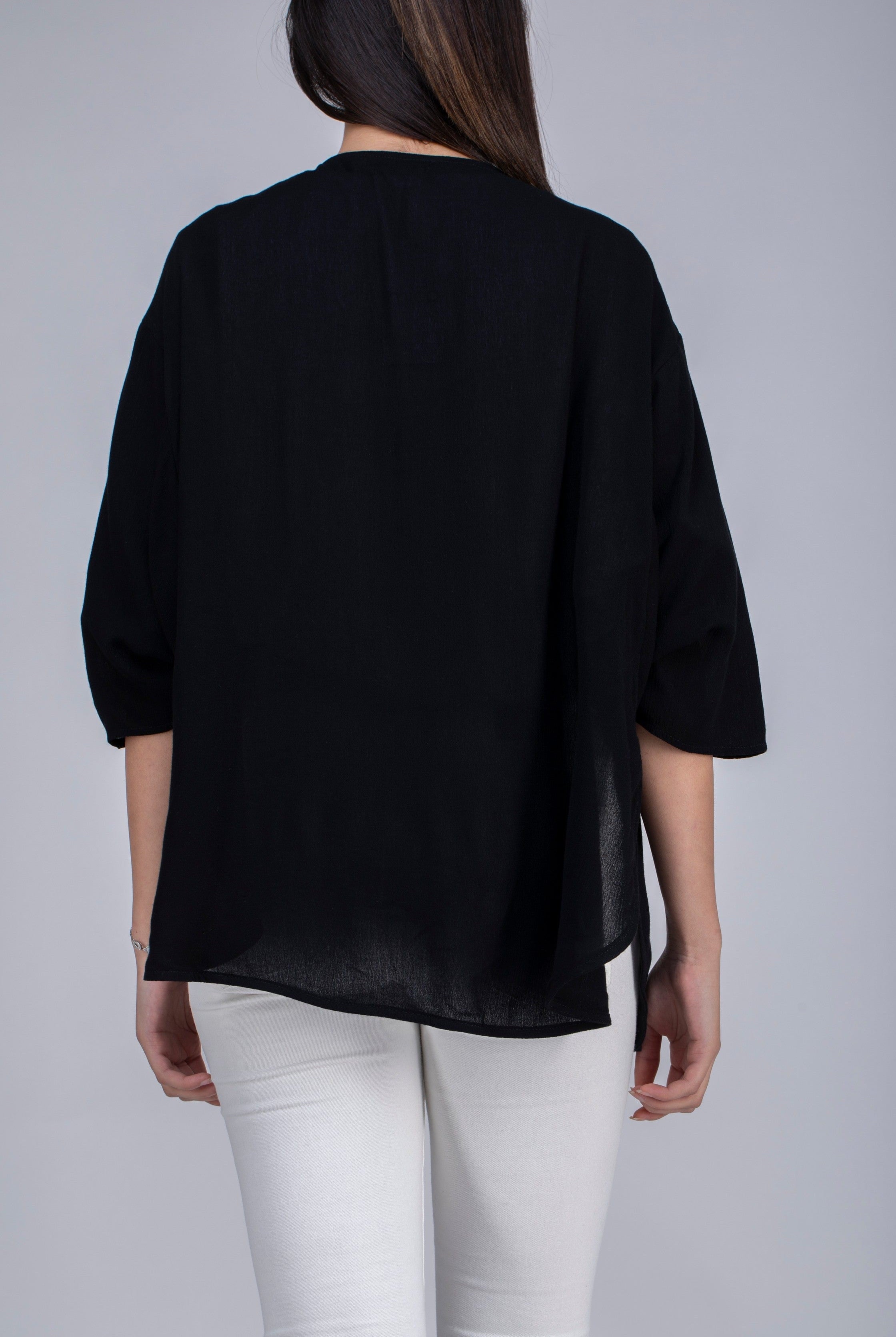 ميكا كارديجان سادة أوفر سايز بأكمام طويلة