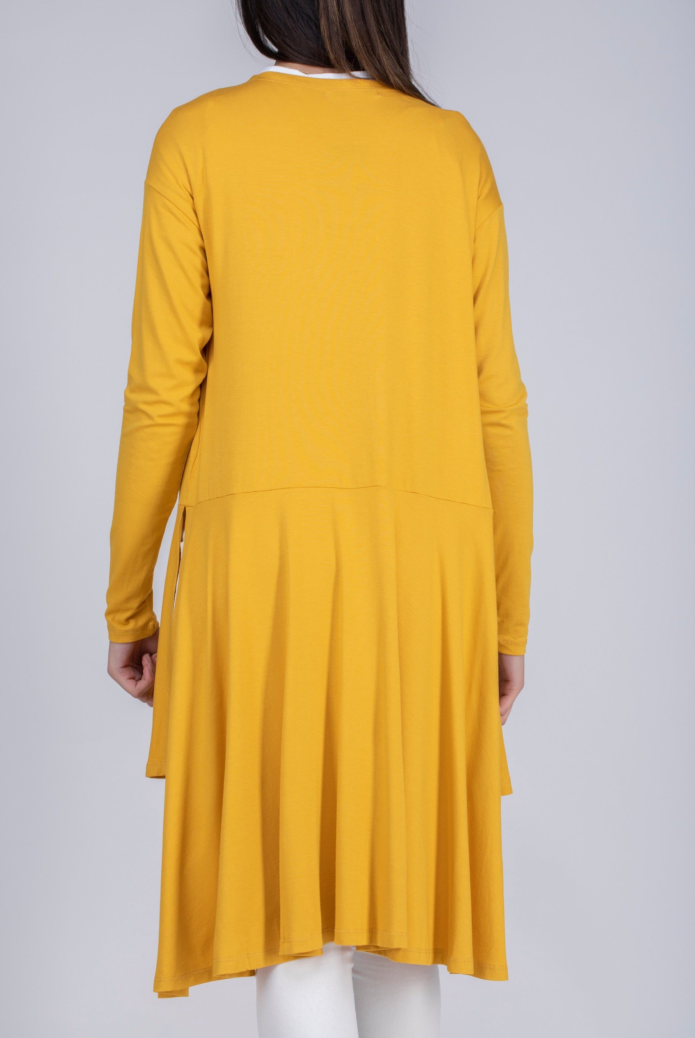 ميكا كارديجان سادة قصير من الأمام طويل من الخلف كم طويل