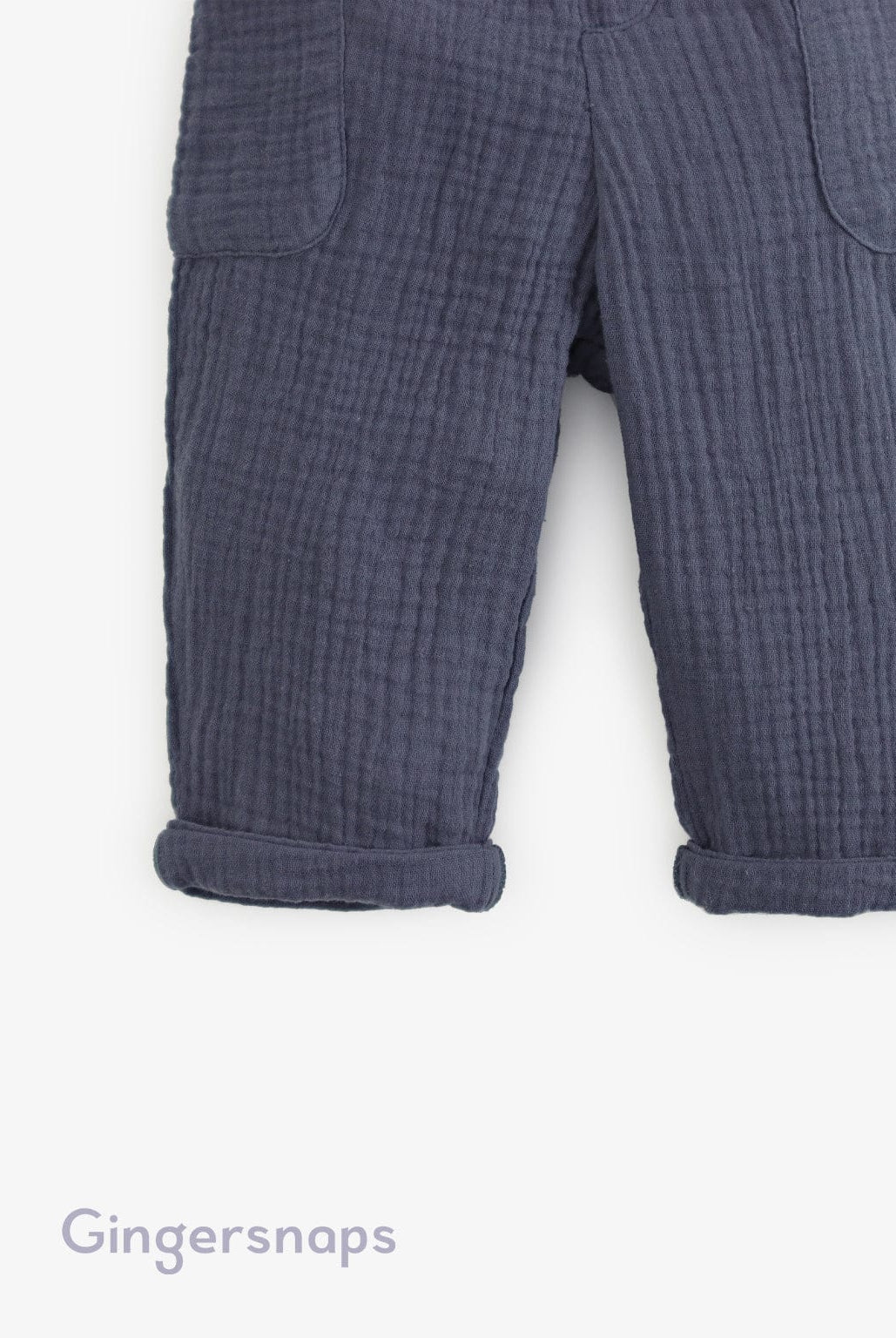 جينجرسنابس بنطلون اطفال رضع ولادي سادة برباط وسط بجيوب جانبي أزرق