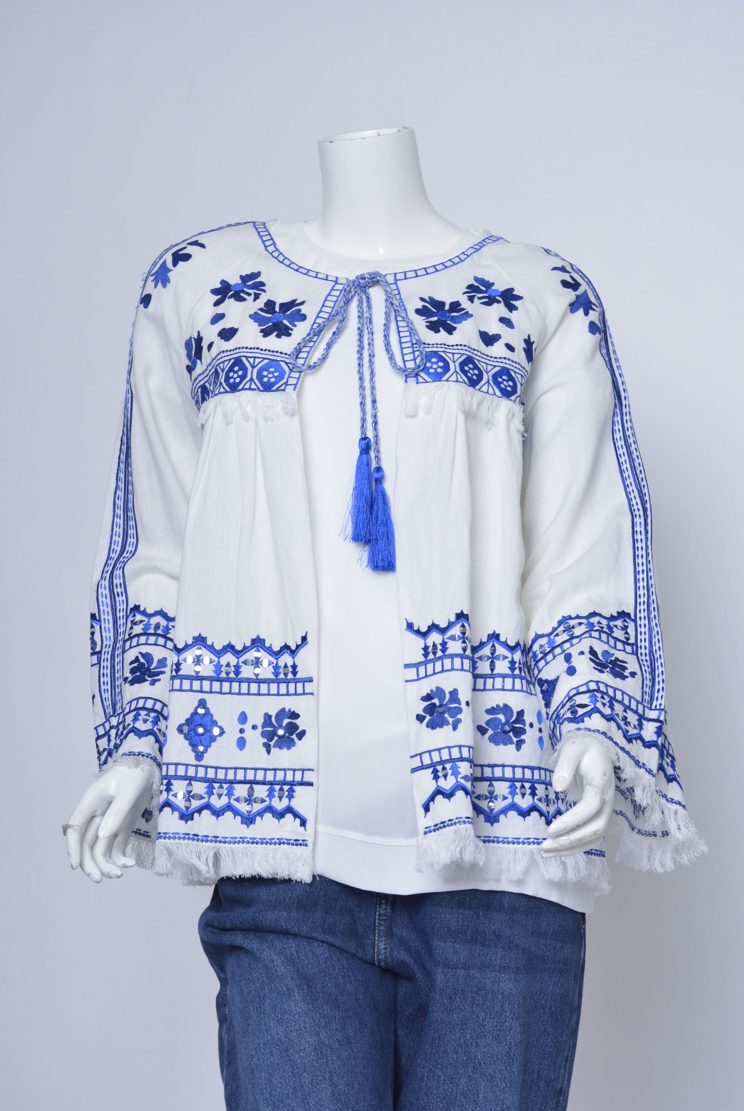 داليدرس جاكيت منقوش برباط أمامي كم طويل نسائي