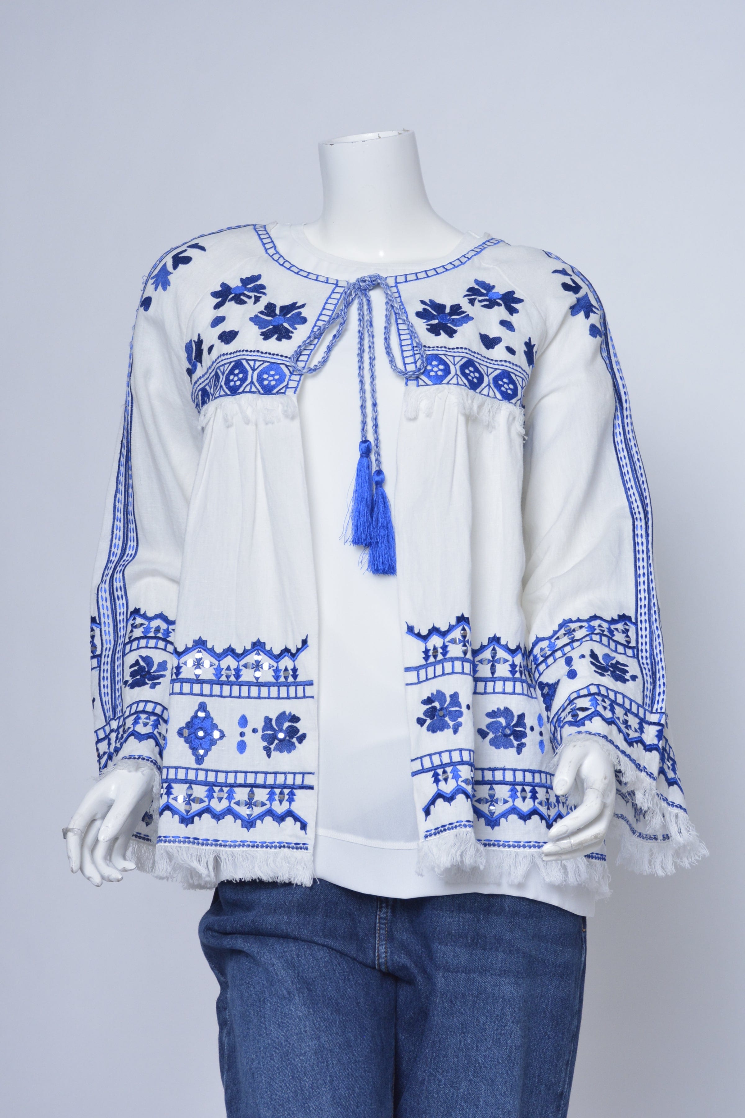 داليدرس جاكيت منقوش برباط أمامي كم طويل نسائي