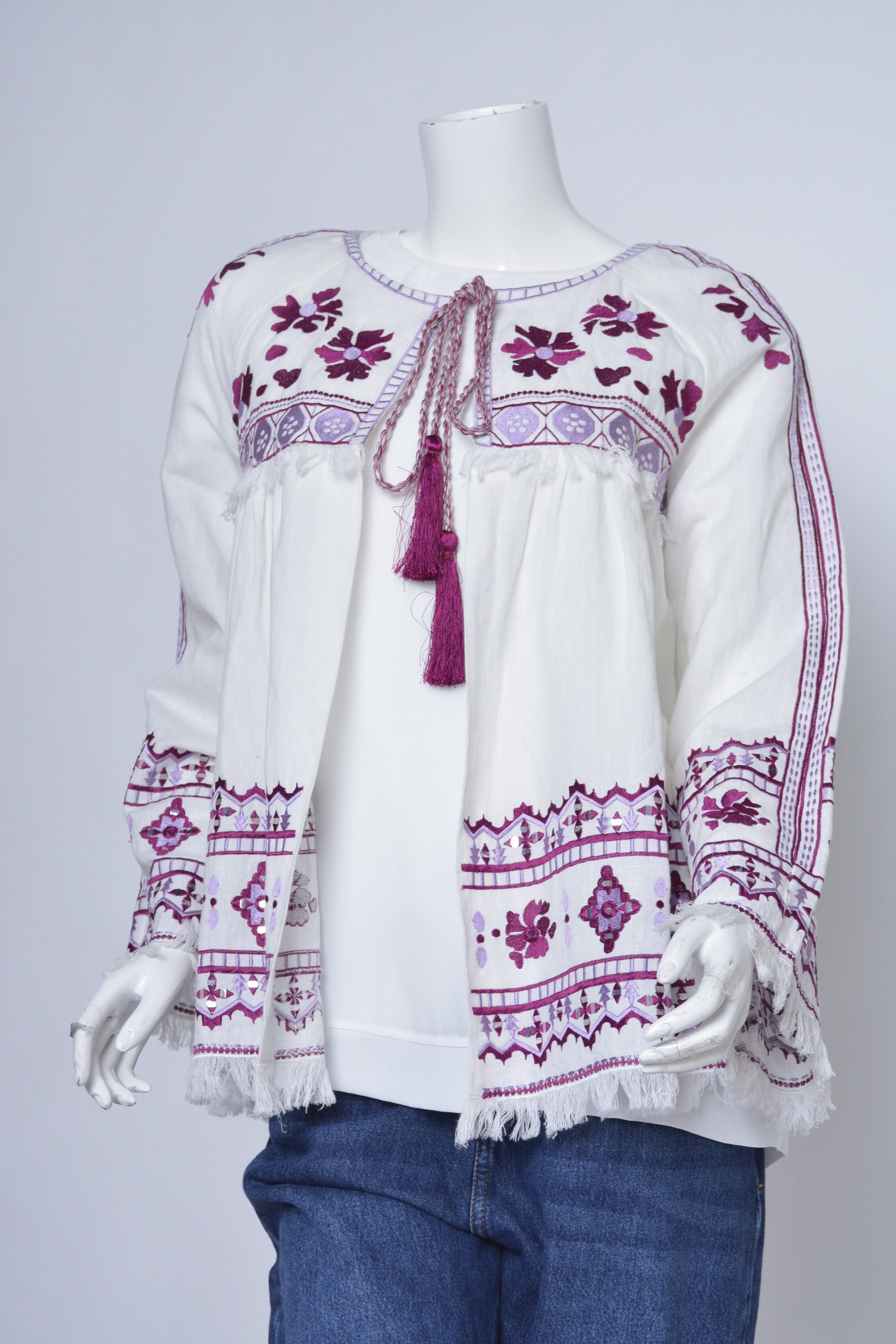 داليدرس جاكيت منقوش برباط أمامي كم طويل نسائي