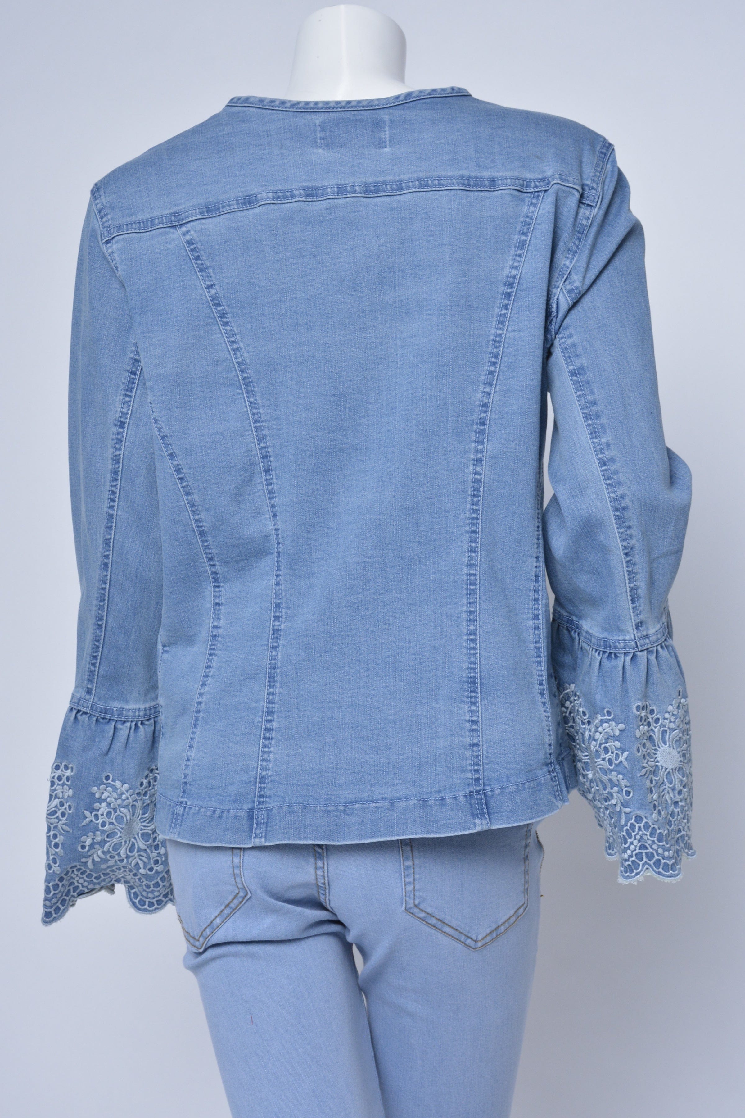 داليدرس جاكيت جينز فاتح كم طويل نسائي جينز فاتح