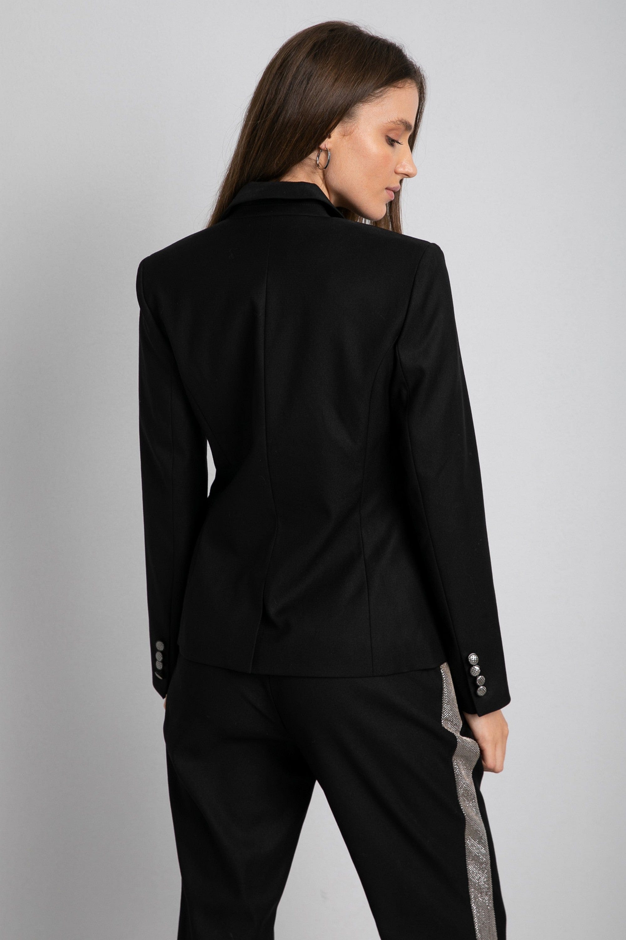 داليدرس جاكيت رسمي بأزرار أمامية كم طويل أسود