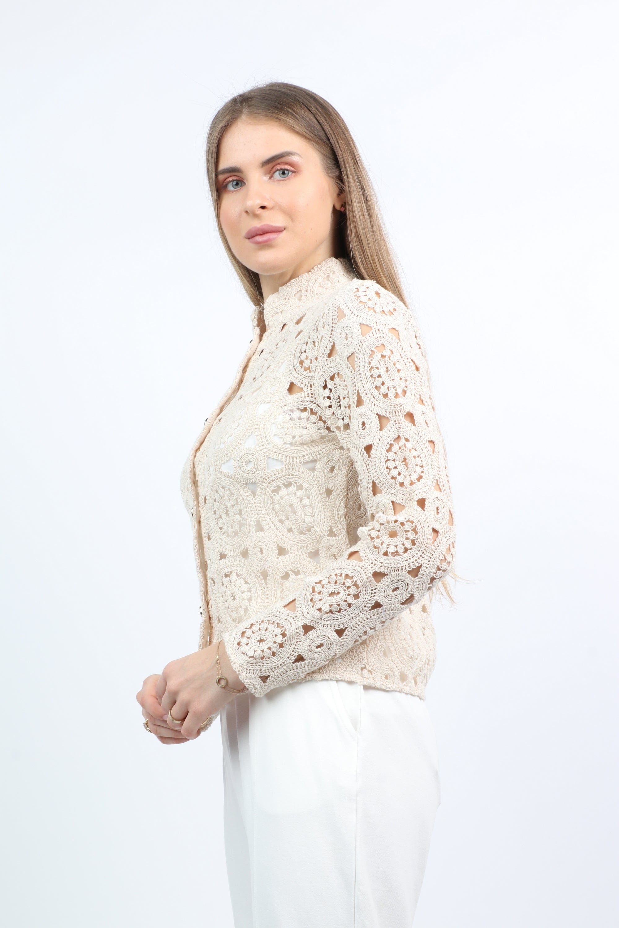 داليدرس جاكيت مخرم قصير كم طويل نسائي رمادي