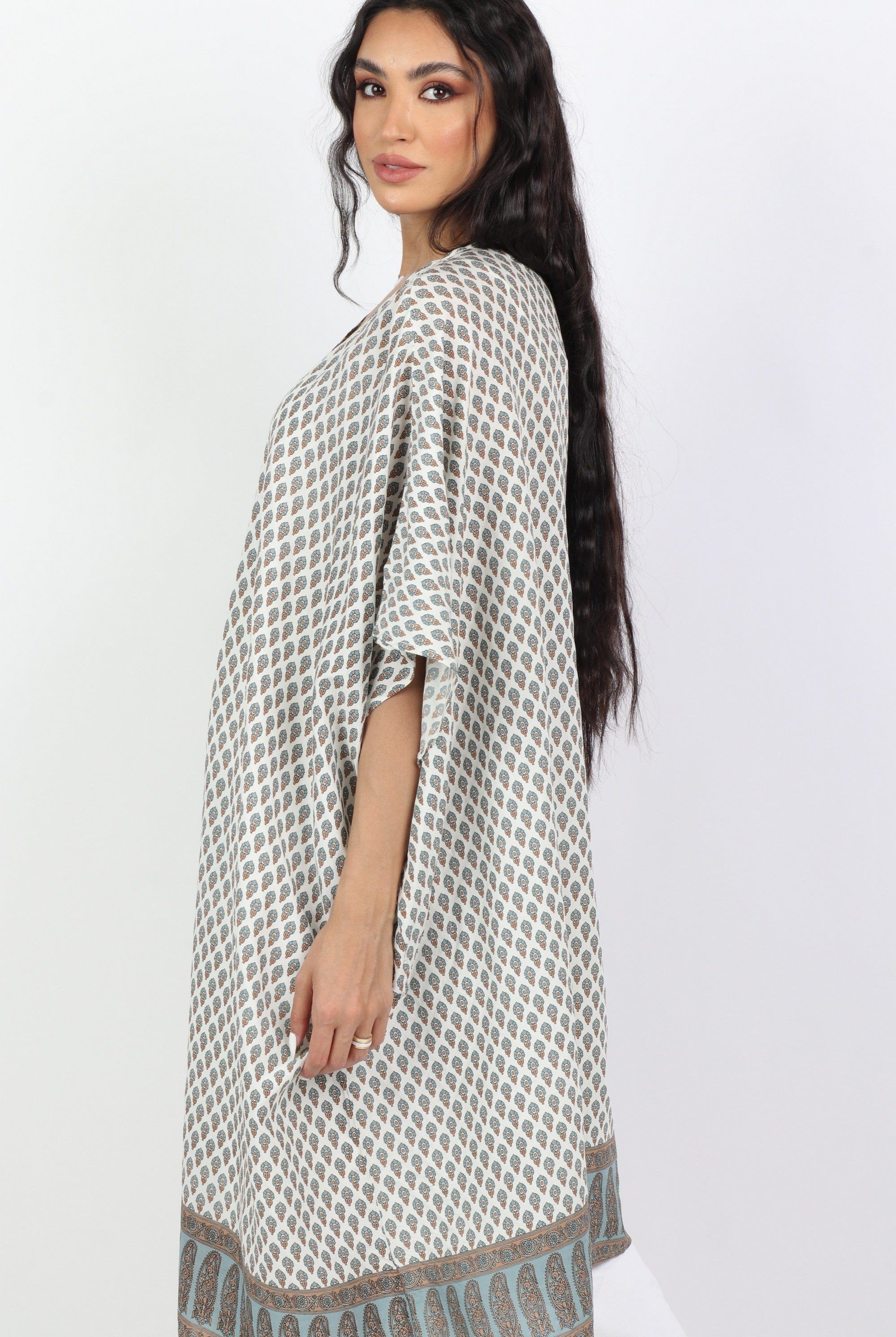 داليدرس كارديجان طويل منقوش نص كم نسائي لوز