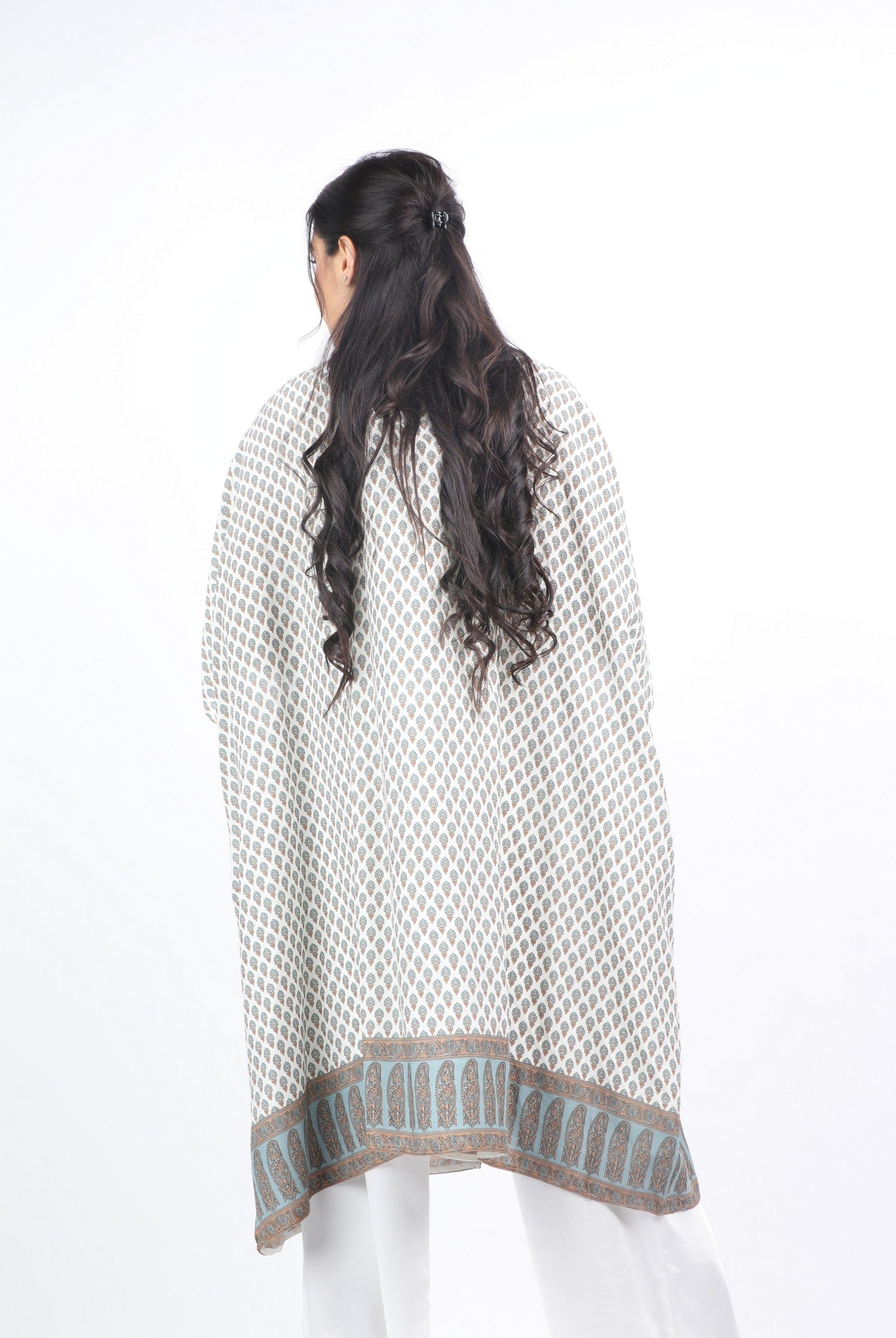 داليدرس كارديجان طويل منقوش نص كم نسائي لوز