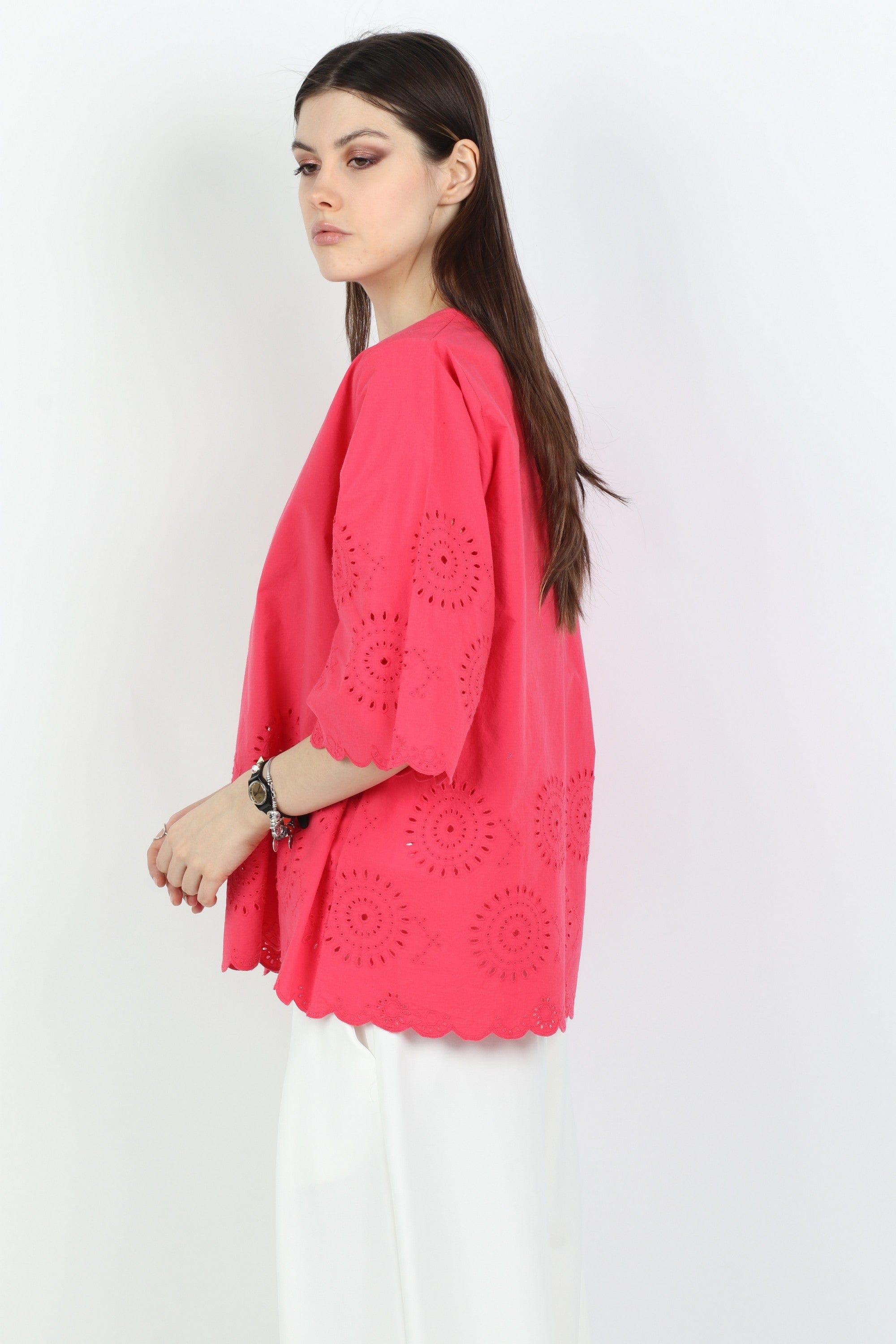 داليدرس بلوزة واسعة منقوشة من أسفل كم طويل واسع نسائي