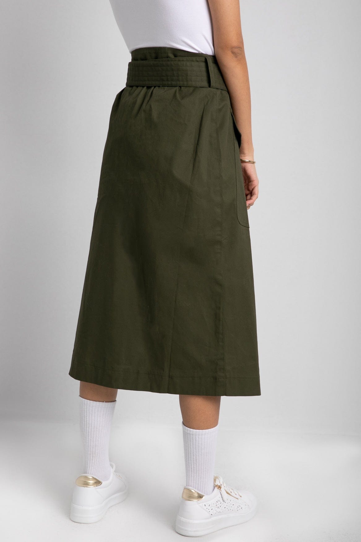 داليدرس تنورة سفاري بجيوب جانبية سادة نسائي بني فاتح