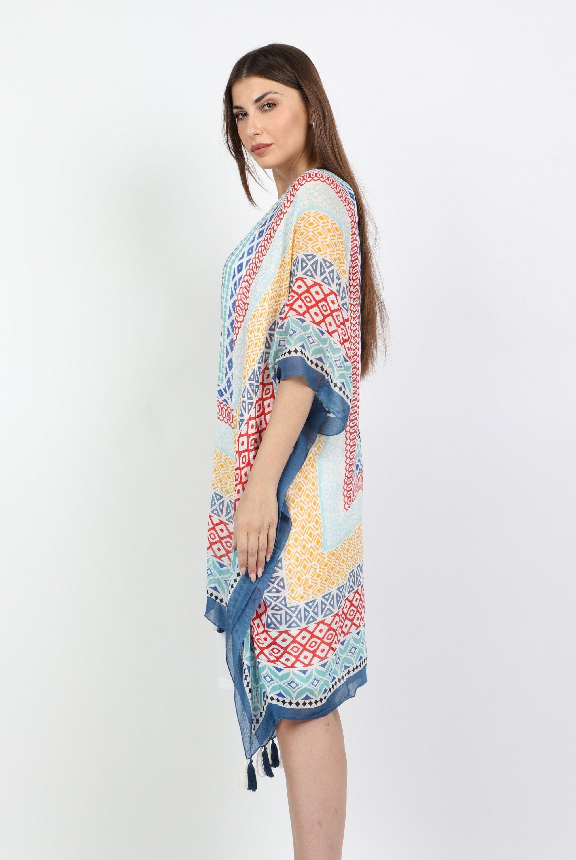 داليدرس قفطان خفيف قصير ملون 3/4 كم نسائي متعدد الألوان