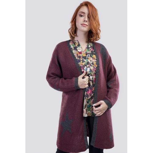 داليدرس كارديجان واسع كم طويل بنقشة نجوم نسائي