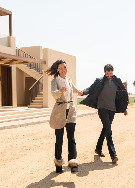 داليدرس كارديجان واسع كم طويل بنقشة نجوم نسائي