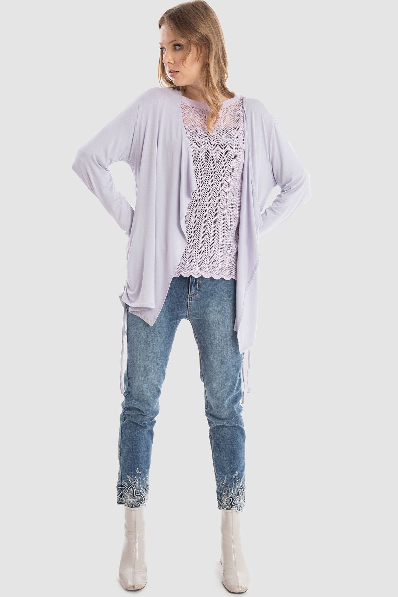 داليدرس كارديجان سادة كم طويل واسع نسائي