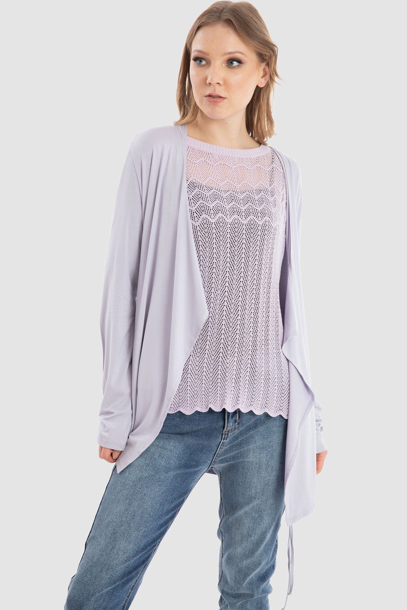 داليدرس كارديجان سادة كم طويل واسع نسائي