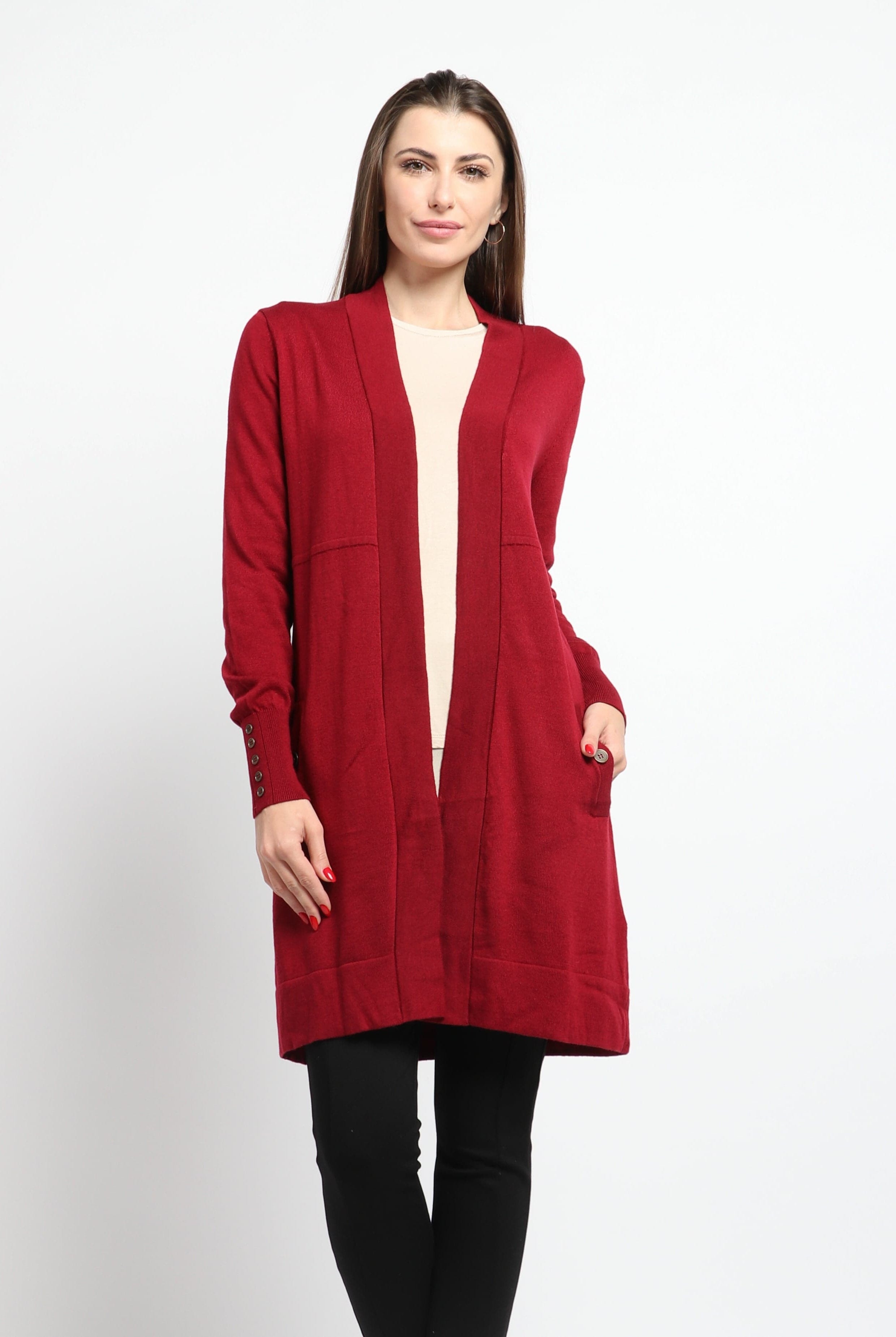 داليدرس كارديجان طويل سادة مزين بأزرار نسائي