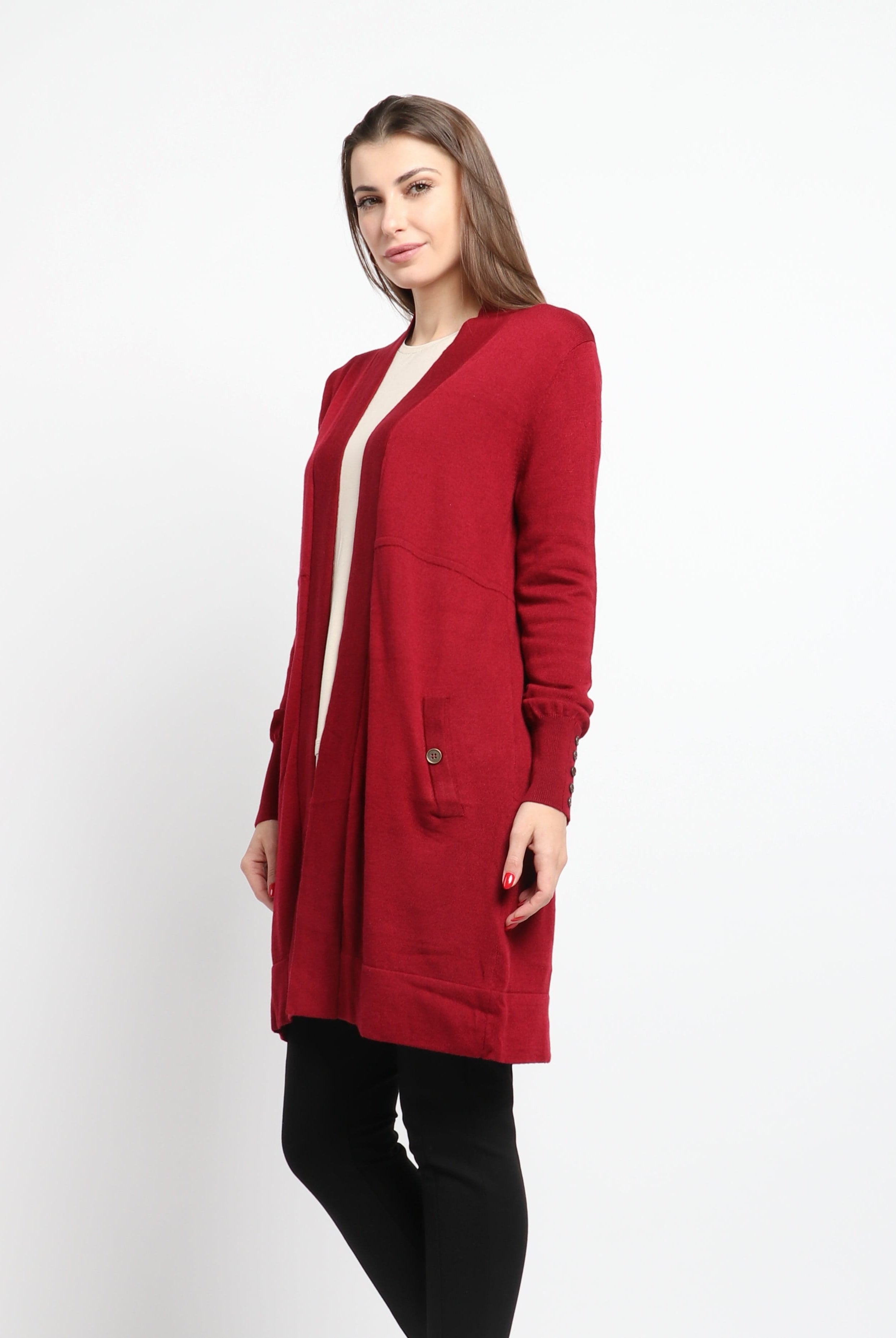 داليدرس كارديجان طويل سادة مزين بأزرار نسائي