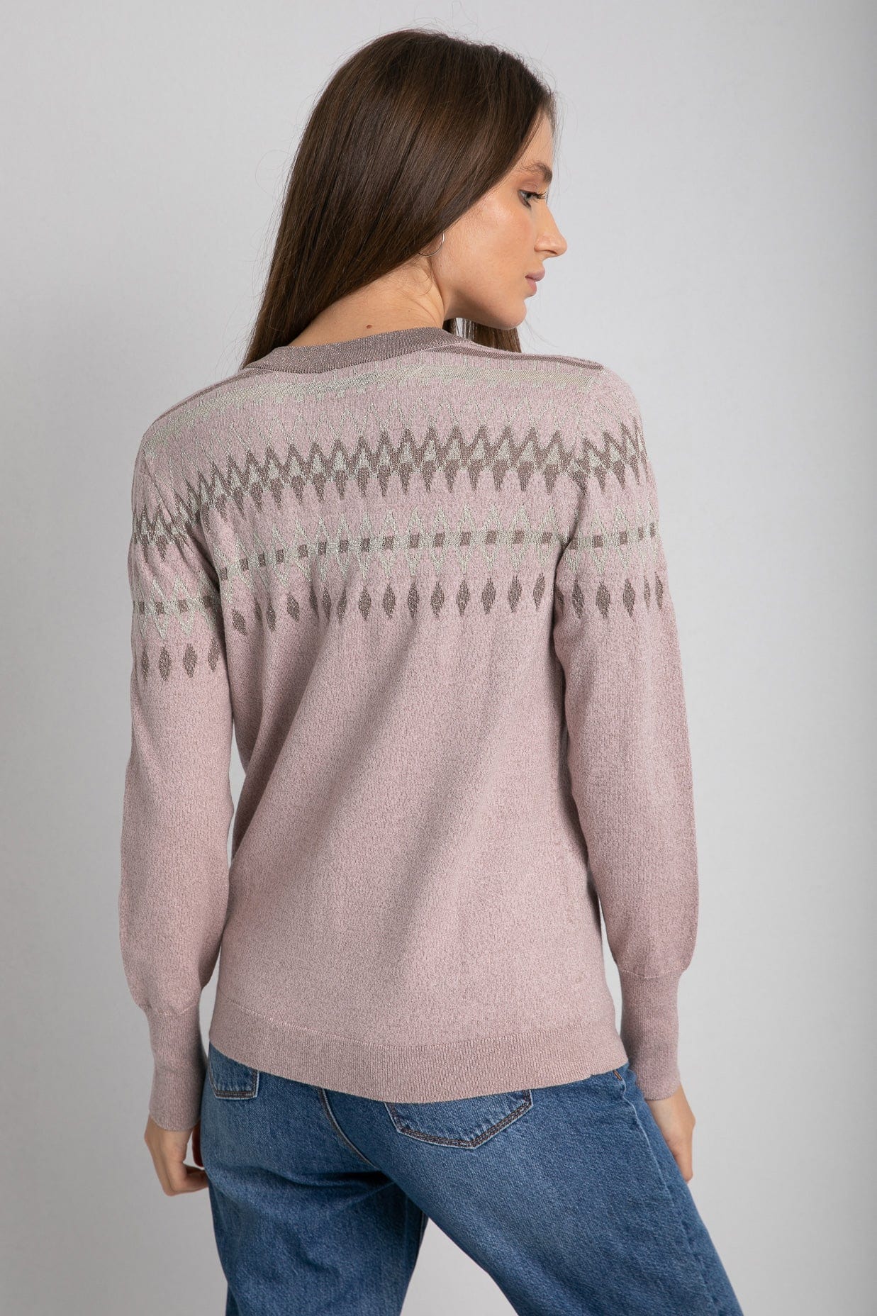 داليدرس كارديجان بأزرار أمامية منقوش من أعلى كم طويل متعدد الألوان