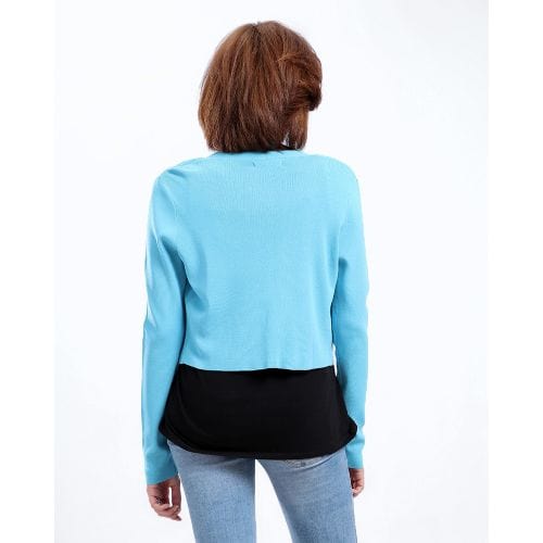 داليدرس كارديجان خصر مرتفع كم طويل نسائية ضباب أزرق