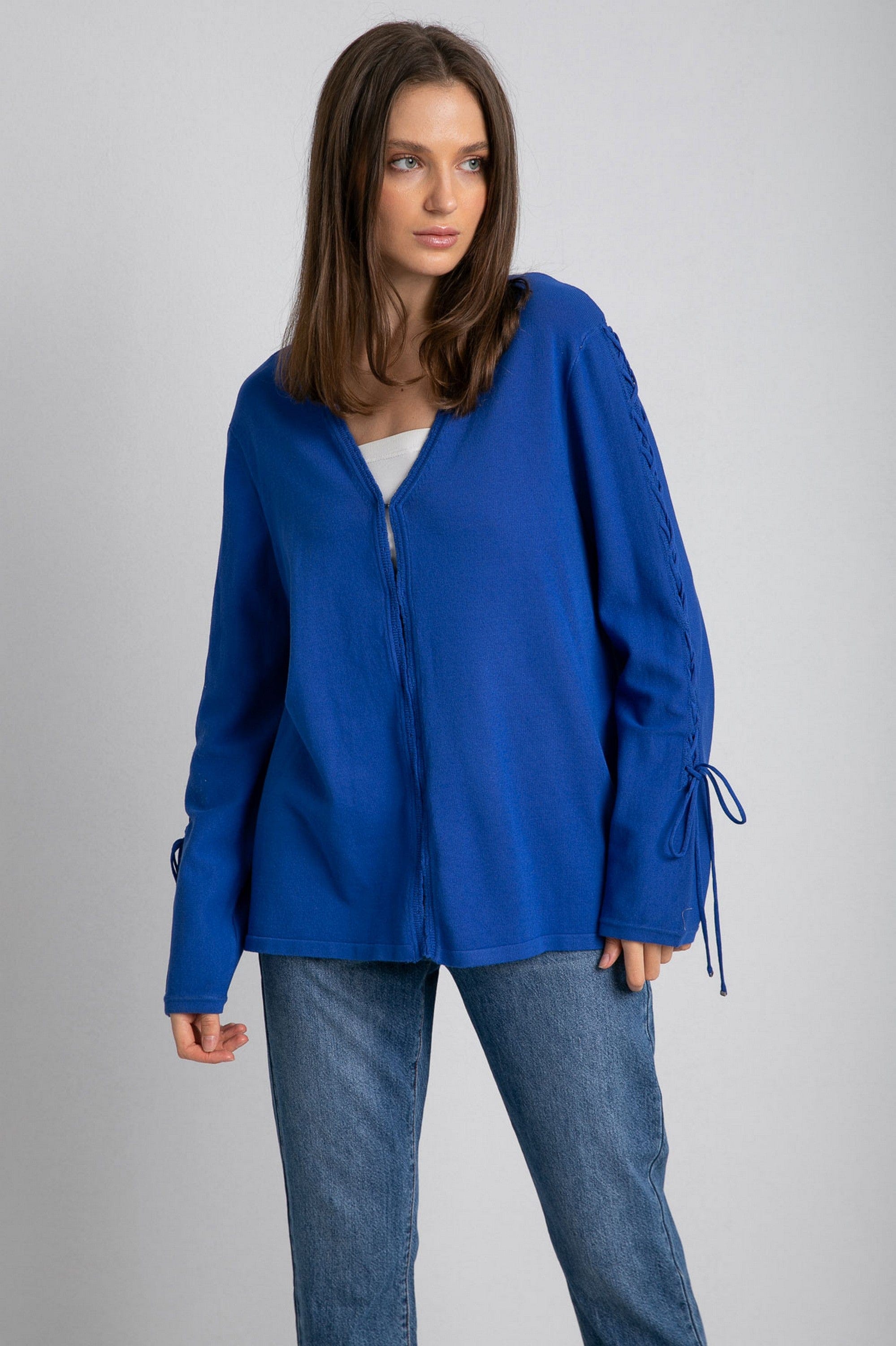 داليدرس كارديجان سادة كم طويل مزين بالرباط نسائي