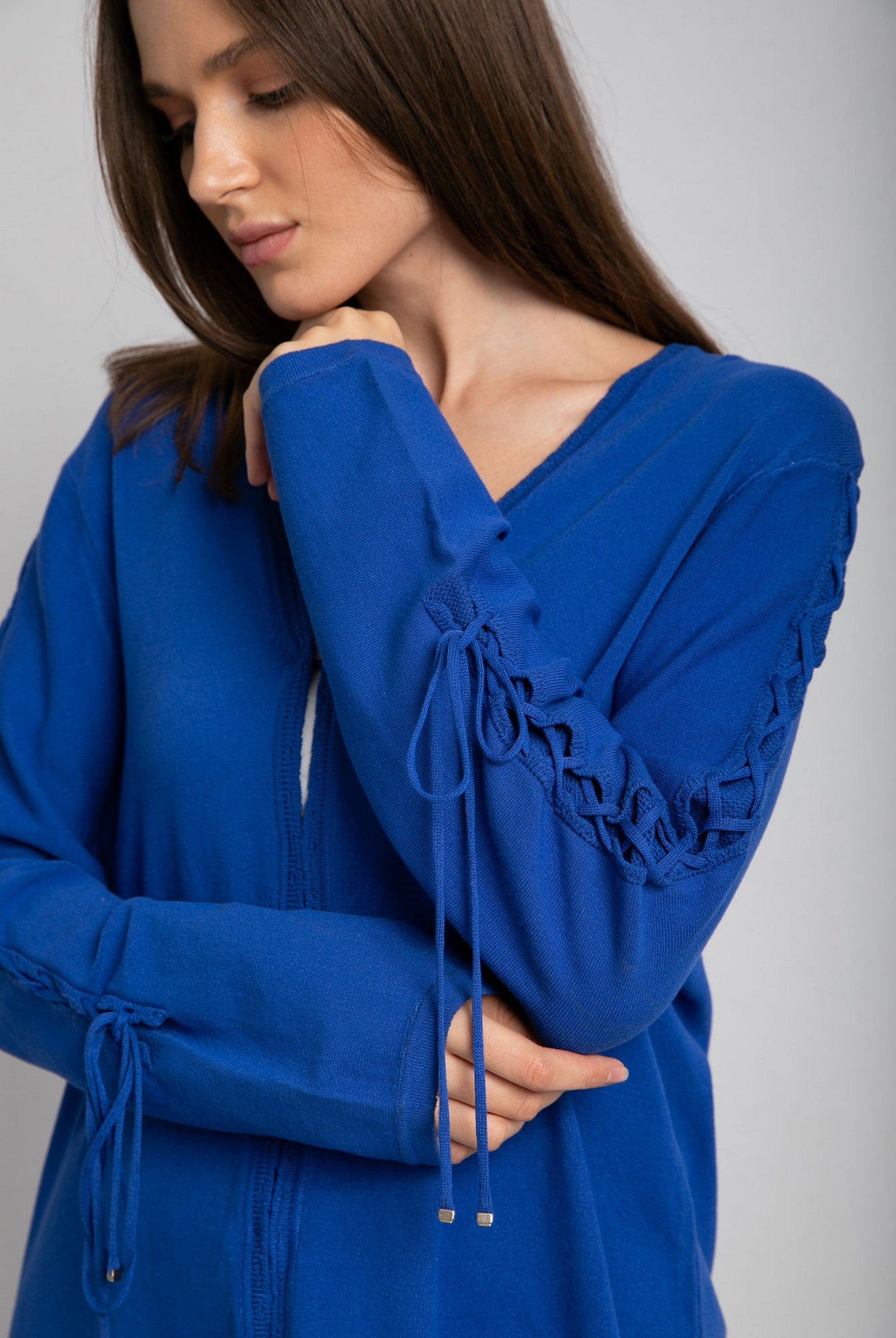 داليدرس كارديجان سادة كم طويل مزين بالرباط نسائي