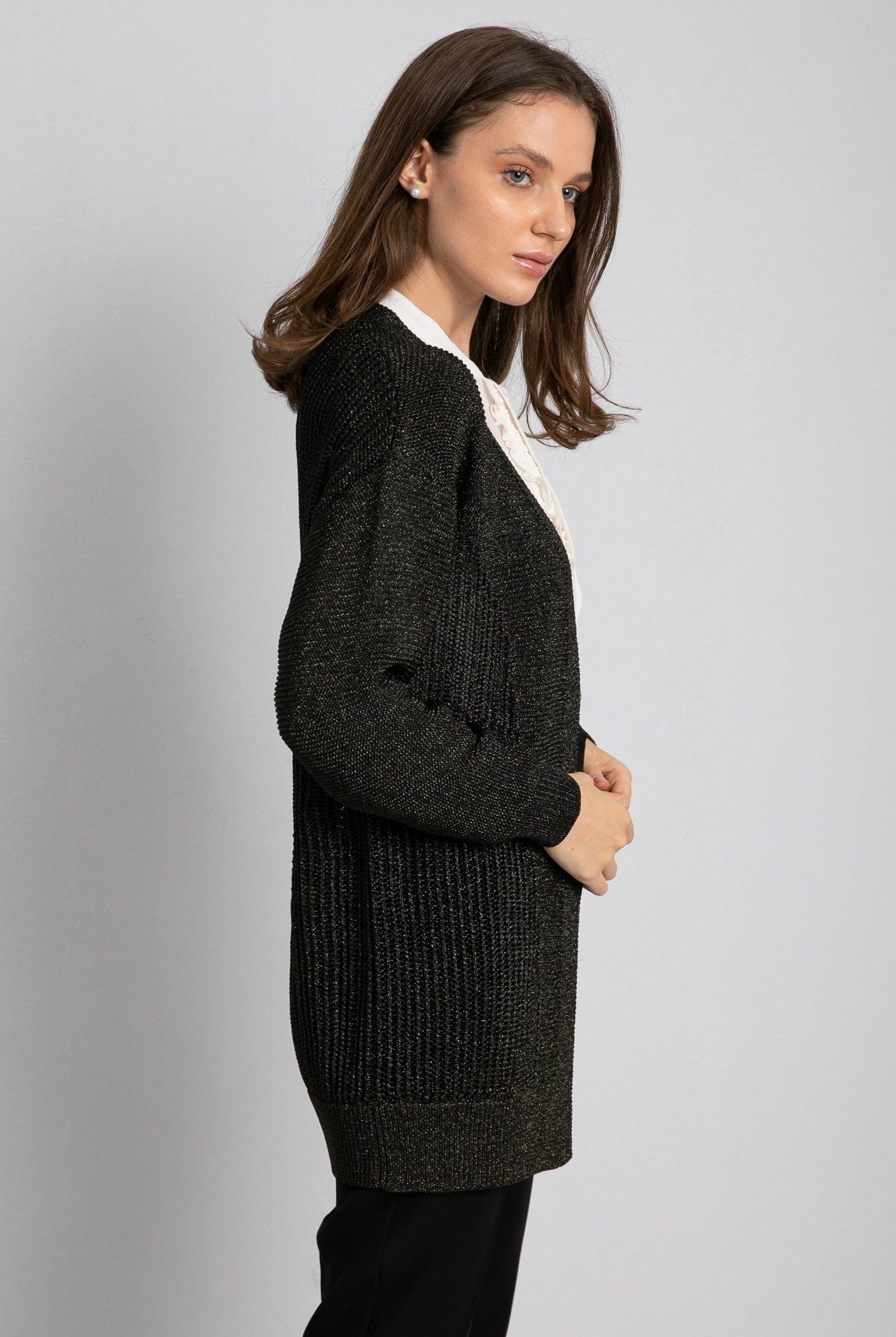 داليدرس كارديجان طويل سادة مفتوح من الأمام نسائي