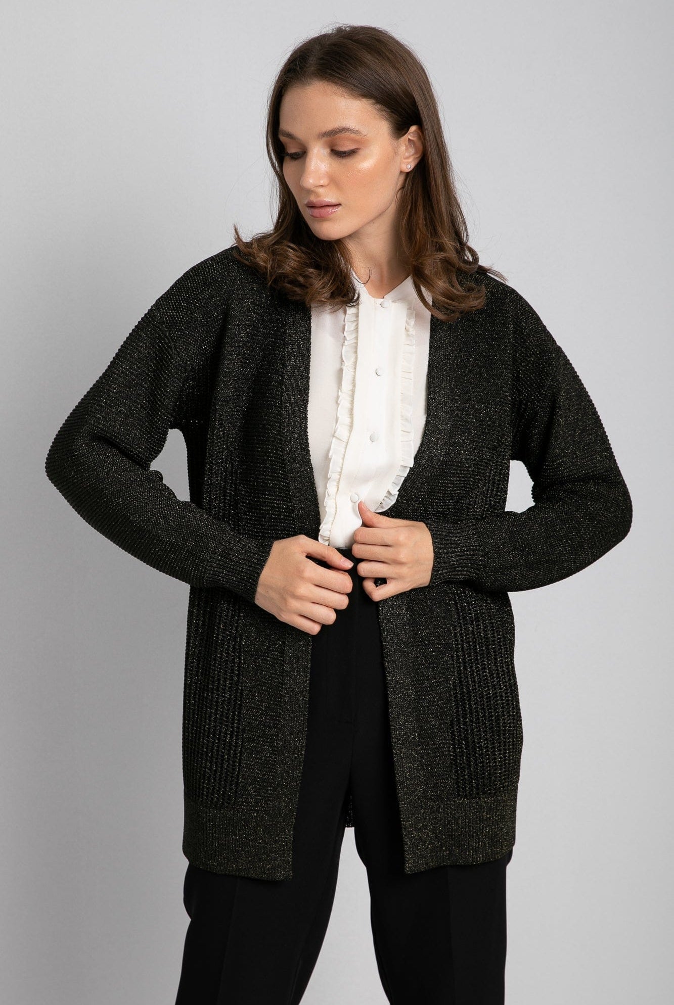 داليدرس كارديجان طويل سادة مفتوح من الأمام نسائي